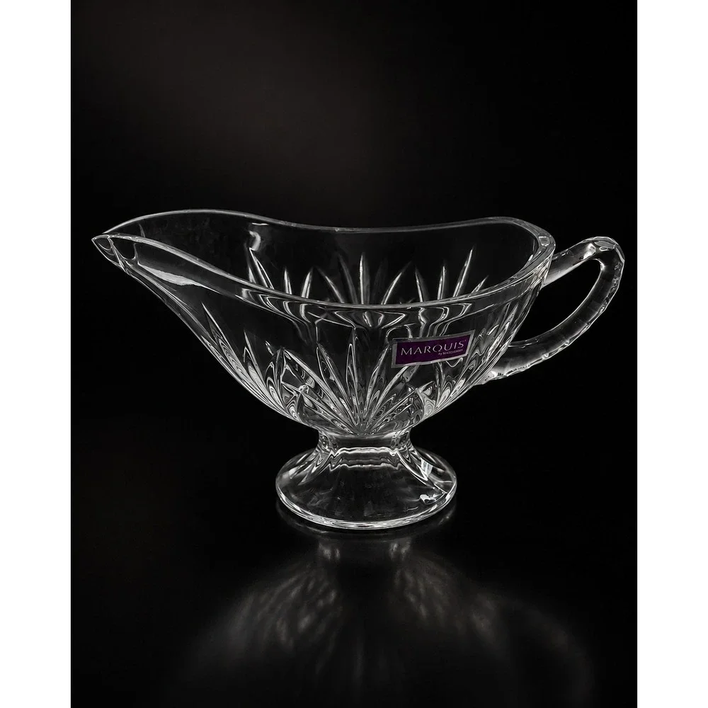 Marquis by Waterford Brookside Crystal Gravy Boat Footed Sauce Pitcher Clear